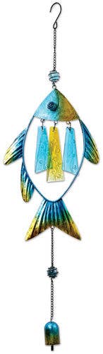 Faire: Sunset Vista Designs Chime Rustic Metal and Glass Fish Wind Chime